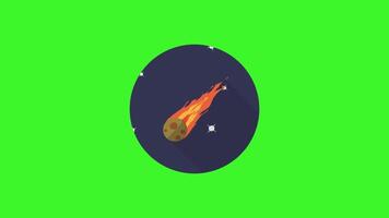 A flat icon of a comet flying through the sky, ideal for space-themed design, animation, and digital content creation. video