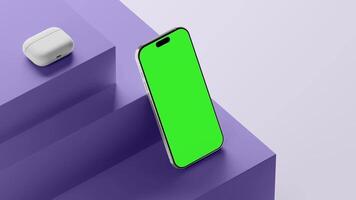 Green screen mockup with iPhone XR, featuring a customizable display for digital design projects. video