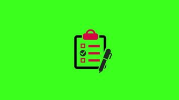 A green background with a clipboard and pen icon animation, symbolizing tasks and organization. video