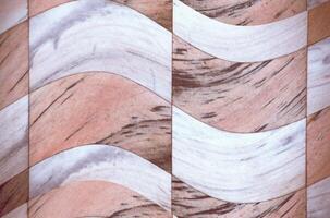 Artistic Composition of Textured Wood Neck and Eyelash Textile on Stained Flooring Surface photo