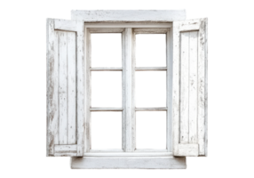 An old window with white shutters on a transparent background png