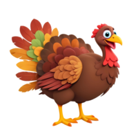 3d rendering turkey cartoon character with colorful feathers png