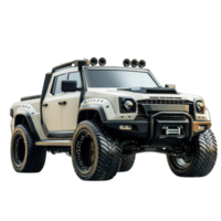 Off-road vehicle with aggressive styling and large wheels isolated on transparent background cutout png