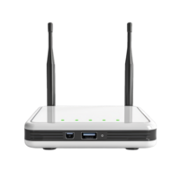 Wireless router with antennas for home networking isolated on transparent background cutout png