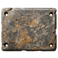 Weathered stone slab with chipped edges and exposed textures isolated on transparent background cutout png