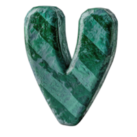 Green V shaped object with textured surface isolated on transparent background cutout png