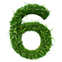 Cute Grass Texture Number 6 on Background. Lush Grass Number Six on Isolated Background png