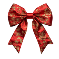 large red satin bow with gold floral patterns, perfect for gifts or decorations. Its vibrant color and intricate design add elegance and charm to any occasion png