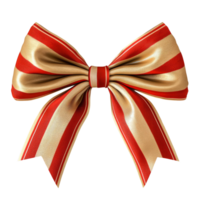 Red and gold striped bow with shiny finish, perfect for gifts and decorations, adding festive touch to any occasion png