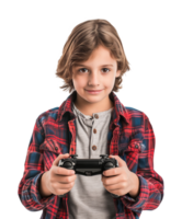 Kid Holding a Game Console Controller Playing Game Isolated on Transparent Background png