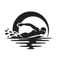 silhouette swimmer swimming on the pool vector