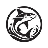 silhouette jump of shark on the circle vector
