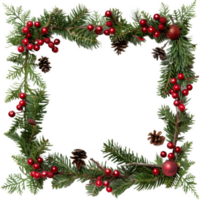 Christmas Wreath Frame with Pine Cones and Berries png