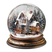 Snow Globe with a Snowy Cottage and Snowing Trees png