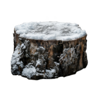 Snow-Covered Tree Stump Against Black Background png