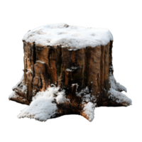 A snow-covered tree stump against a black background png
