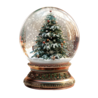 Christmas Tree Inside a Snow Globe with a Glittering Base png