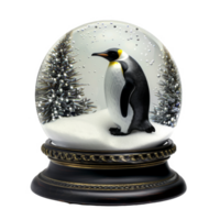 Penguin Standing in a Snow Globe With Snow and Trees png