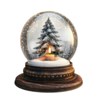 Snow Globe with a Lit Candle and a Snow-Covered Pine Tree png