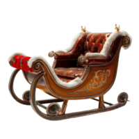 Ornate Wooden Sleigh with Plush Seat and Fur Trim png