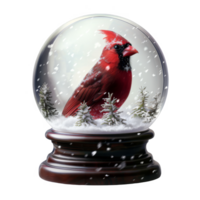 A Red Cardinal Inside a Snow Globe with Falling Snow png