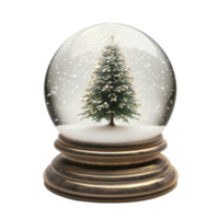 A Gold-Based Snow Globe with a Christmas Tree Inside png
