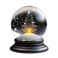 Christmas Tree Snow Globe with Candle and Falling Snow png