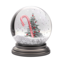Christmas Tree and Candy Cane Inside a Snow Globe png