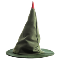 Green pointed wizard hat with red tip png
