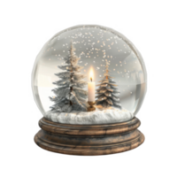 Snow Globe with Candle and Pine Trees png