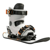 White Snowshoe Binding with Black Straps and Orange Accents png