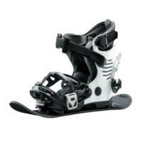 White and Black Snowboard Binding with Boot Attached png