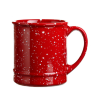 Red Ceramic Mug with White Snowflake and Dot Design png
