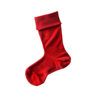 Red Sock with a Folded Cuff on a Black Background png