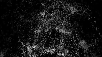 Particles move upward in flow. Design. Vortex flow of small particles on black background. Magical vortex of particles moving upwards video