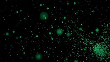 Storm of many colored dots. Design. Swarming stream of colored dots on black background. A lot of points in fast stream move like swarm video