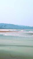 A Beautiful and Serene Beach View Featuring Gentle Waves and a Lush, Vibrant Background. Stock Clip video