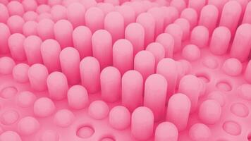 Perforated surface with straight 3d shapes moving up and down through the holes. Design. Wavy motion of abstract shapes. video