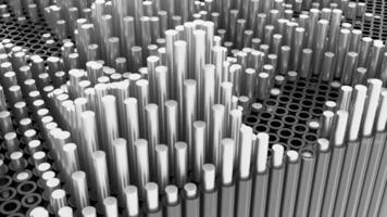 acima e baixa onda gostar movimento do em linha reta grandes 3d listras comovente através volta buracos. Projeto. tecnológica abstrato padronizar. video