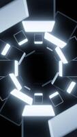Abstract spinning metal blocks creating effect of tunnel. Design. Rotating and flying 3D figures. video