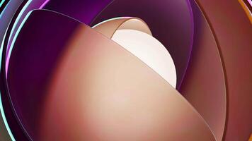 Colorful sphere hiding inside round shaped object of hemispheres. Design. Rotating compex 3d cartoon shape. video
