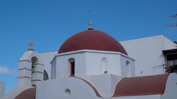 View on the Paleokastro Monastery facade at Mykonos island, Greece video
