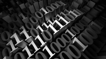 Abstract 1 and 0 numbers waving background. Design. Binary code, concept of technologies. video