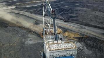 Aerial View of Heavy Mining Equipment Performing Operations in the Mining Sector Today. Stock Clip video