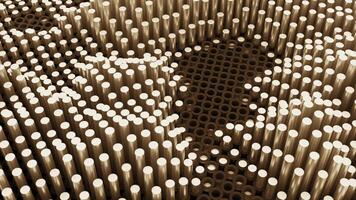 Abstract trypophobic background with cluster holes and sticks moving up and down through them. Design. Wavy background with grid and columns. video