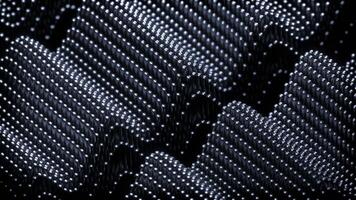 Abstract waving technological clouds of particles. Design. Falling down tiny spheres on a black background. video