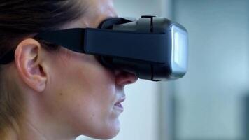 Young Professional Using Augmented Reality Glasses to Interact with Virtual Data Overlays video