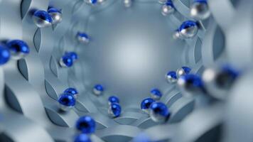 View inside of magical hypnotic corridor with the light in the end. Design. Rolling colorful pearls. video