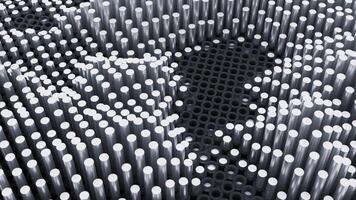 Abstract trypophobic background with cluster holes and sticks moving up and down through them. Design. Wavy background with grid and columns. video