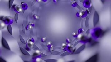 Abstract beautiful tunnel with many rolling spheres. Design. Corridor with small moving spheres. video